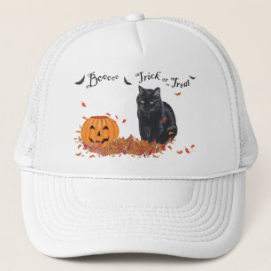 Black Cat Trick or Treat Halloween Trucker Hat