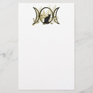Black Cat Triple Moon Symbol Stationery