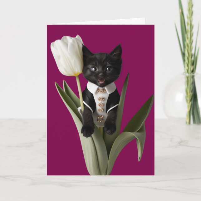 Black Cat Tulip Card (Front)