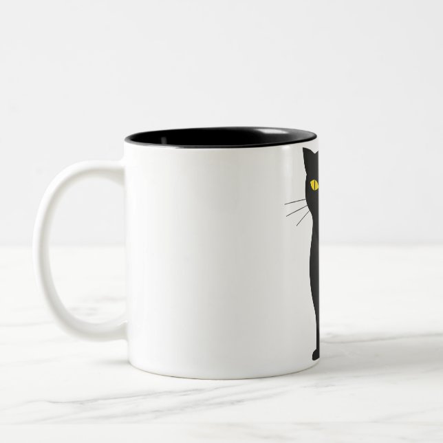 Black cat  Two-Tone coffee mug (Left)