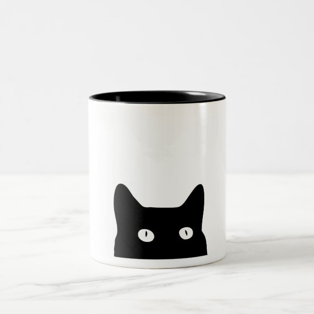 Black Cat Two-Tone Coffee Mug (Center)