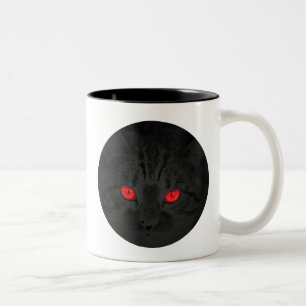 Black cat Two-Tone coffee mug