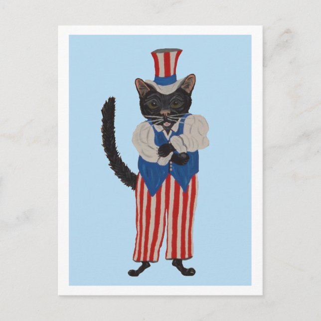 Black Cat Uncle Sam Announcement Postcard (Front)
