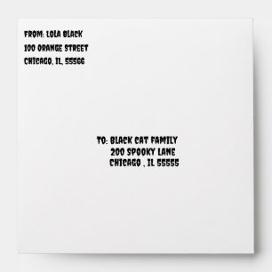 Black Cat Under Orange Moon Halloween Invitation Envelope