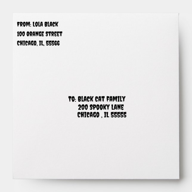 Black Cat Under Orange Moon  Halloween Invitation Envelope (Front)