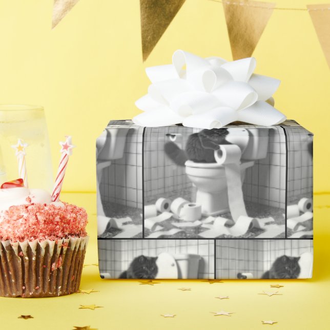 Black Cat Unraveling a Roll of Toilet Paper (Birthday Party)