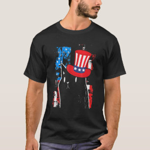 Black Cat Usa Flag Patriotic Kitten American Patri T-Shirt