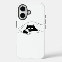 Black Cat Using Smartphone In Bed At Night