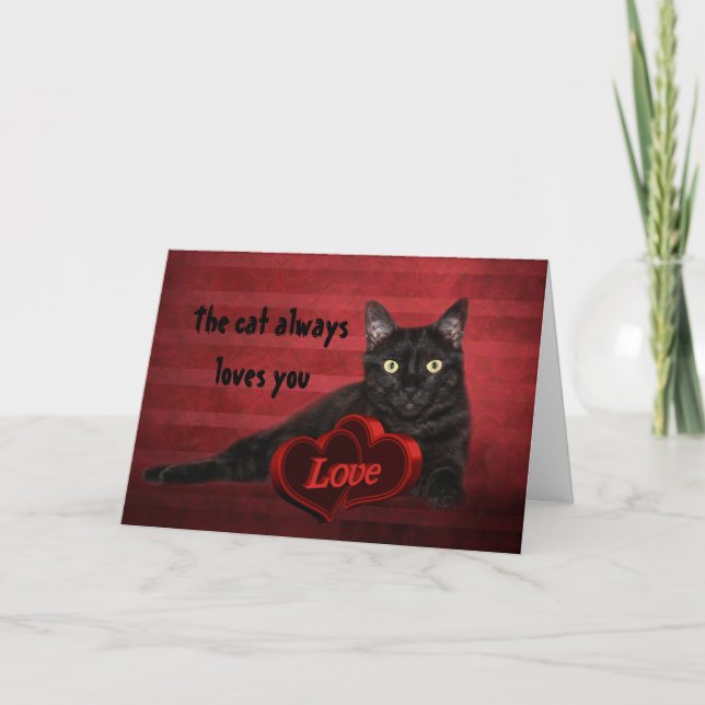 Black cat Valentine Holiday Card (Front)