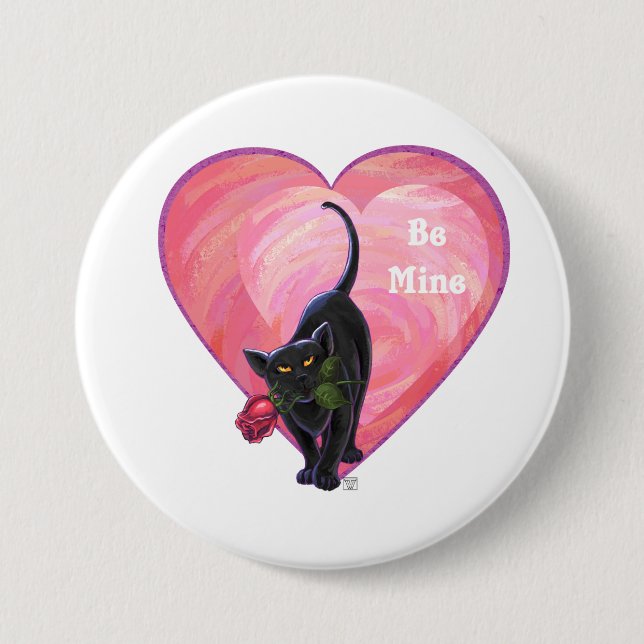 Black Cat Valentine's Day 7.5 Cm Round Badge (Front)