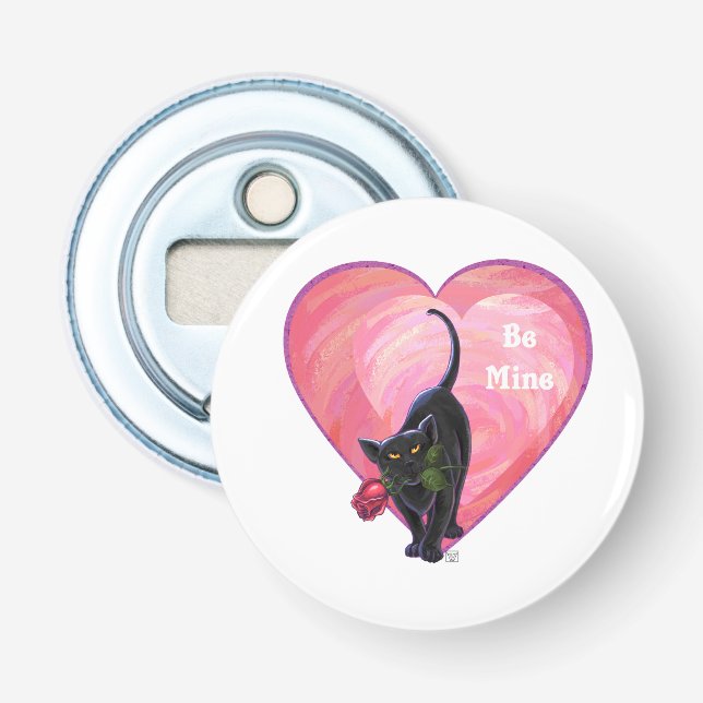Black Cat Valentine's Day Bottle Opener (Front)