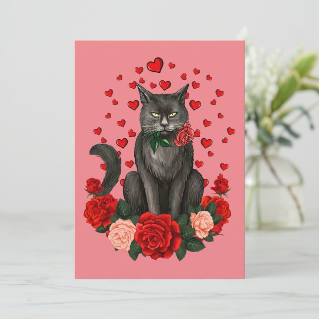 Black Cat Valentines Day Boys Girls Official Teena Invitation (Standing Front)