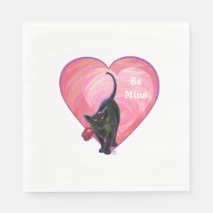 Black Cat Valentine's Day Napkin