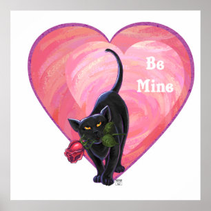 Black Cat Valentine's Day Poster