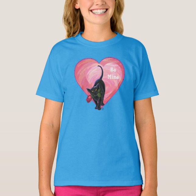 Black Cat Valentine's Day T-Shirt (Front)