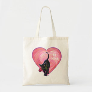 Black Cat Valentine's Day Tote Bag