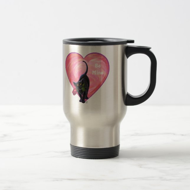 Black Cat Valentine's Day Travel Mug (Right)