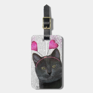 Black Cat Valentines Luggage Tag