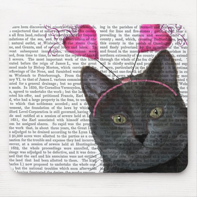 Black Cat Valentines Mouse Mat (Front)