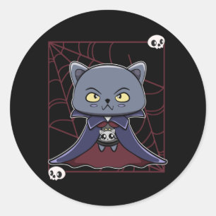 Black Cat Vampire Dracula And Monster Item For Classic Round Sticker