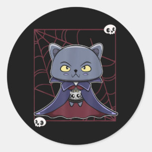 Black Cat Vampire Dracula And Monster Item For Classic Round Sticker