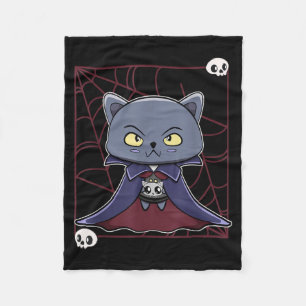 Black Cat Vampire Dracula And Monster Item For Fleece Blanket