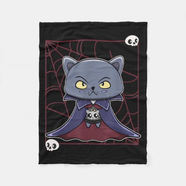 Black Cat Vampire Dracula And Monster Item For Fleece Blanket (Front)