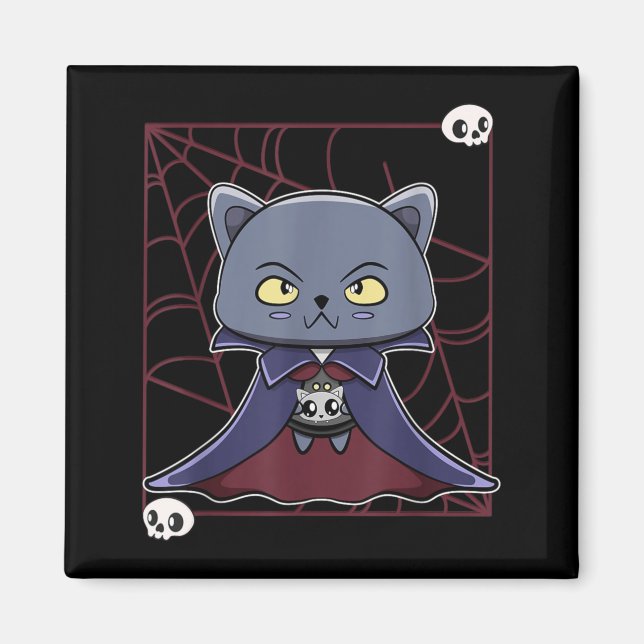 Black Cat Vampire Dracula And Monster Item For Magnet (Front)