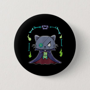 Black Cat Vampire Dracula And Teddy Bear For 6 Cm Round Badge