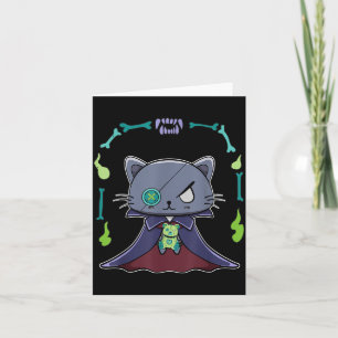 Black Cat Vampire Dracula And Teddy Bear For Card