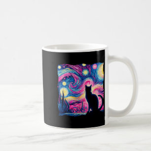 Black Cat Van Gogh Starry Night Art Hearts Valenti Coffee Mug