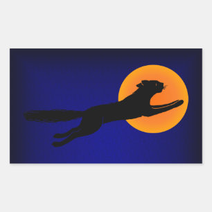 Black Cat Vintage Halloween Art Rectangular Sticker