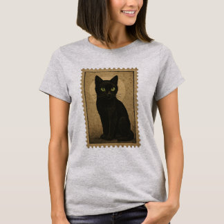 Black Cat – Vintage Halloween Stamp T-Shirt