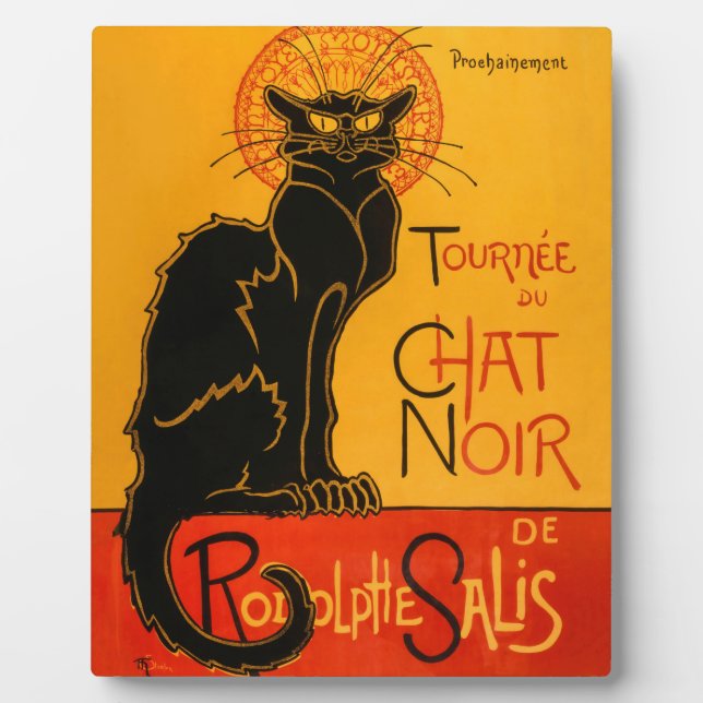 Black Cat Vintage Halloween Steinlen Poster Plaque (Front)