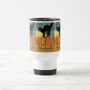 Black Cat Vintage Halloween Theme Mug