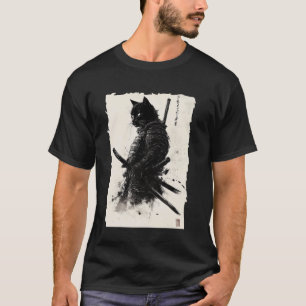 Black cat Vintage Japanese Samurai Cat Retro Ukiyo T-Shirt