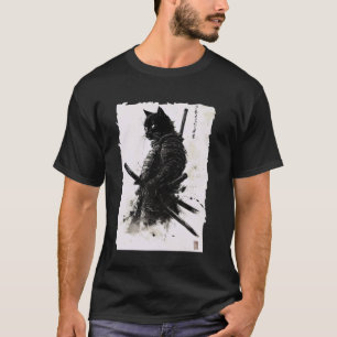 Black cat Vintage Japanese Samurai Cat Retro Ukiyo T-Shirt