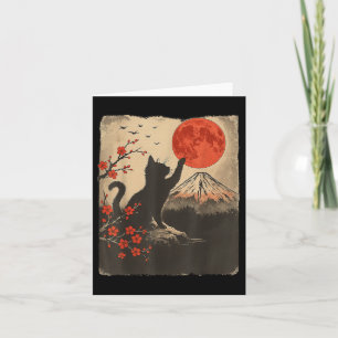 Black Cat Vintage Retro Japan Art Japanese Theme G Card