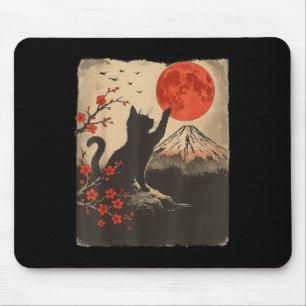 Black Cat Vintage Retro Japan Art Japanese Theme G Mouse Mat