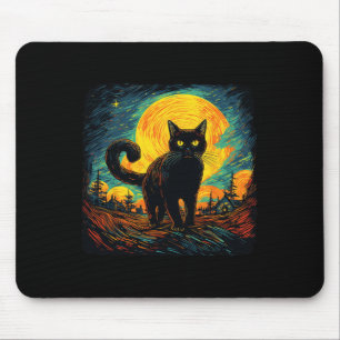Black Cat Vintage Retro Style Cat Art Work Cat Lov Mouse Mat