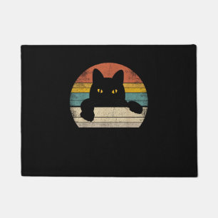 Black Cat Vintage Retro Style - Cats Lover Gift Doormat