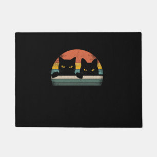 Black Cat Vintage Retro Style - Cats Lover Gift Doormat