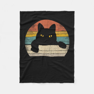 Black Cat Vintage Retro Style - Cats Lover Gift Fleece Blanket