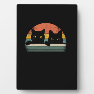 Black Cat Vintage Retro Style - Cats Lover Gift Plaque