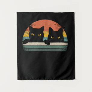 Black Cat Vintage Retro Style - Cats Lover Gift  Tapestry