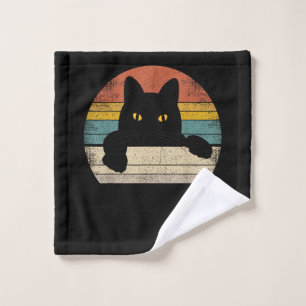 Black Cat Vintage Retro Style - Cats Lover Gift Wash Cloth