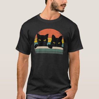 Black Cat Vintage Retro Style - Cats Lover T-Shirt