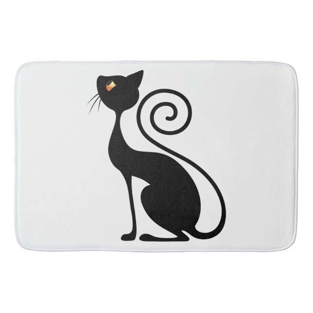 Black Cat Vintage Style  Bath Mat (Front)