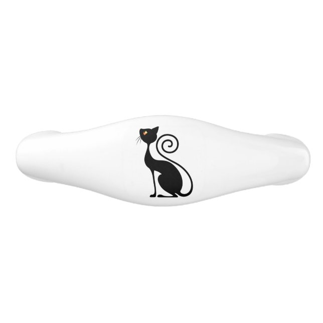 Black Cat Vintage Style  Ceramic Drawer Pull (Front)