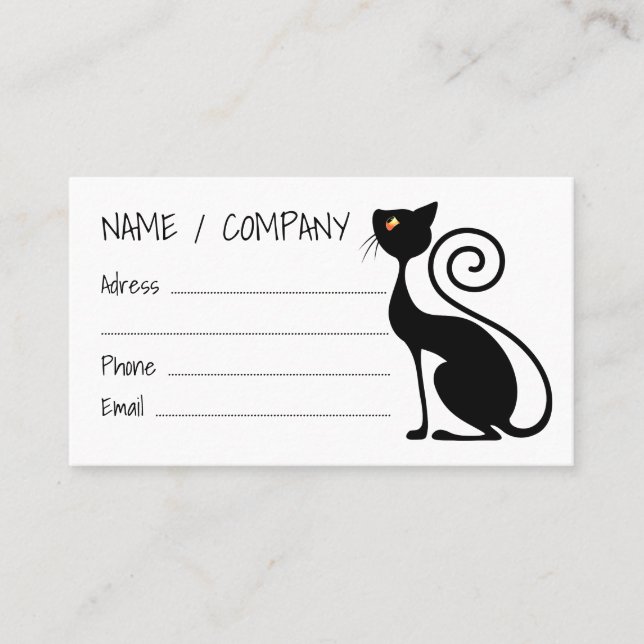 Black Cat Vintage Style Design Business Card (Front)